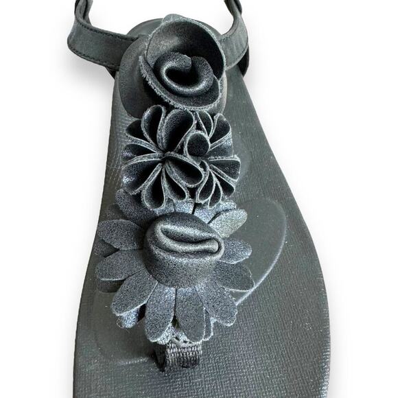 Aetrex Women’s Charlie Black Leather T-strap Thong Flat Sandal Size 8.5 NEW - Picture 5 of 11